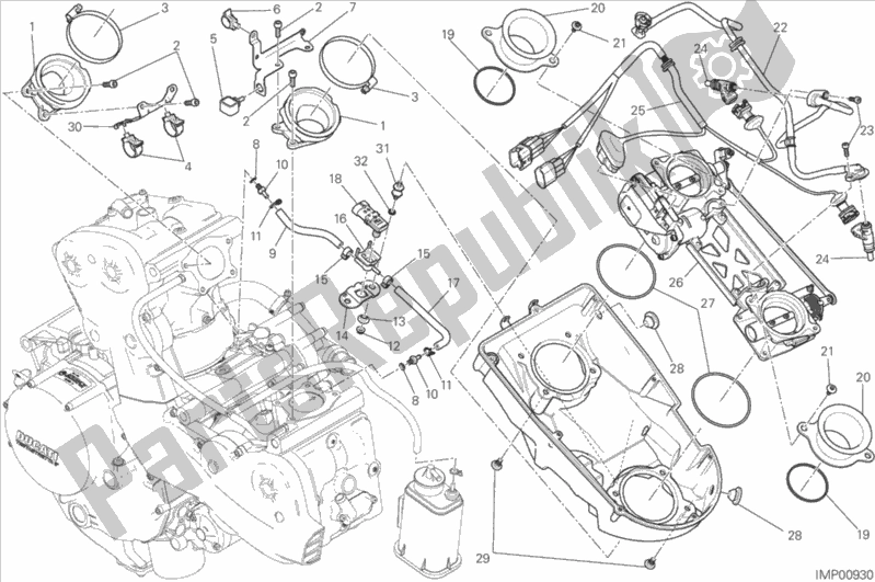 Alle onderdelen voor de Gasklephuis van de Ducati Monster 1200 USA 2015